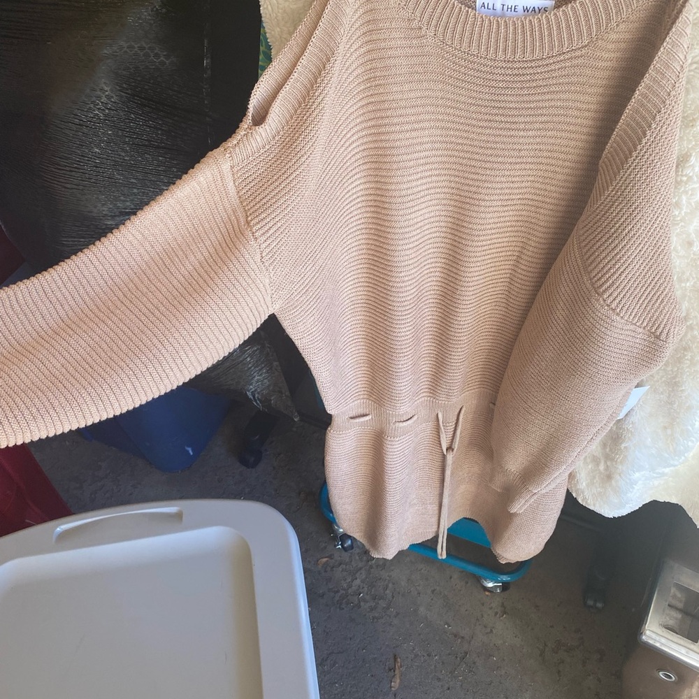 “All the ways” oatmeal cold shoulder sweater mini dress from Revolve - Picture 3 of 5